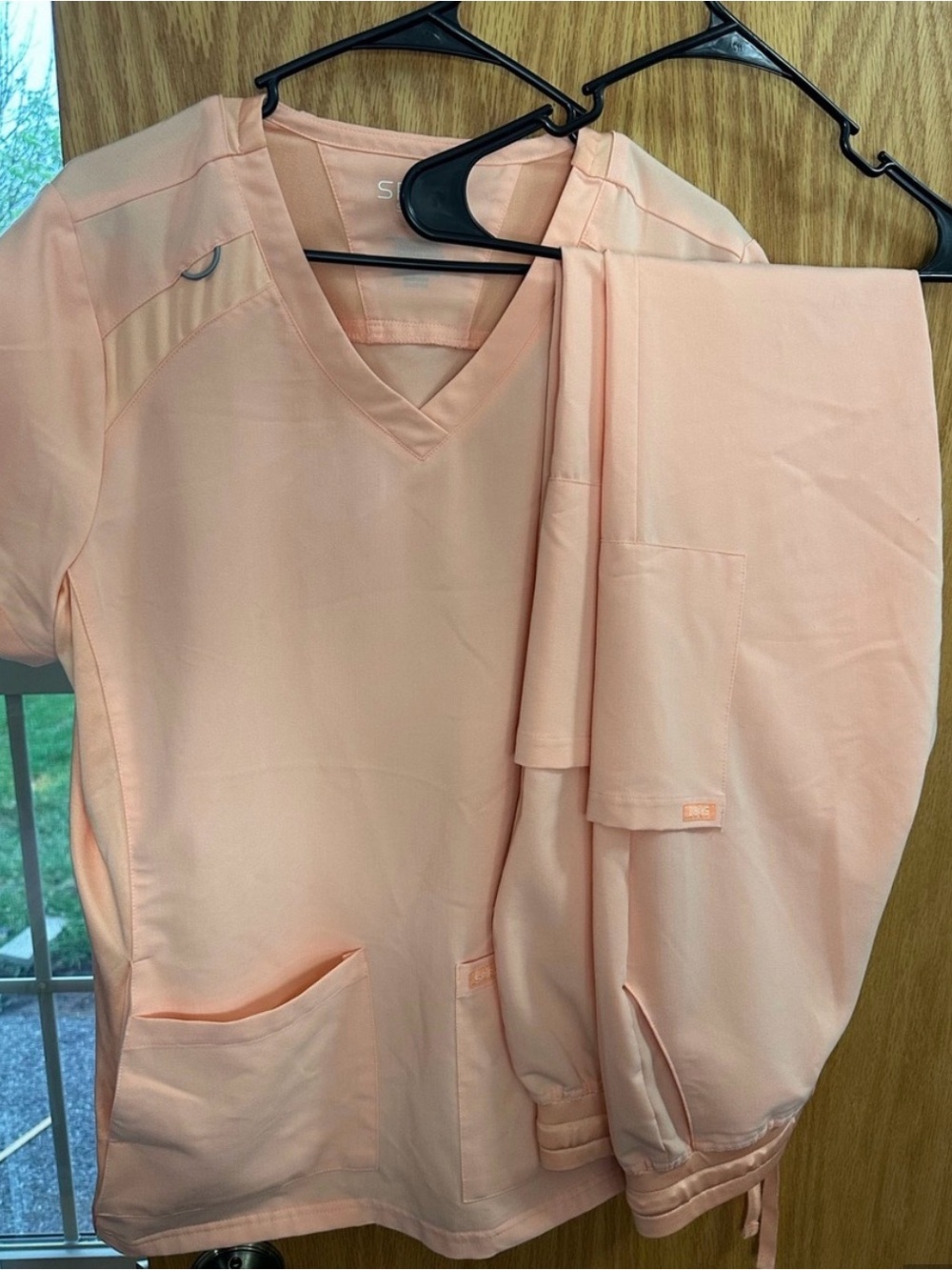 Spirit Peach V-Neck Scrub Top and Pants